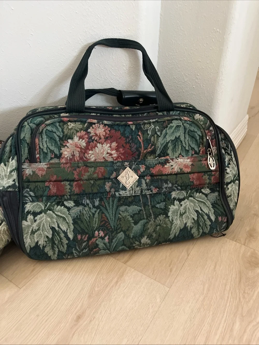 Vintage Atlantic Floral Tapestry Overnight Travel Duffel Bag Weekender Set Of 2